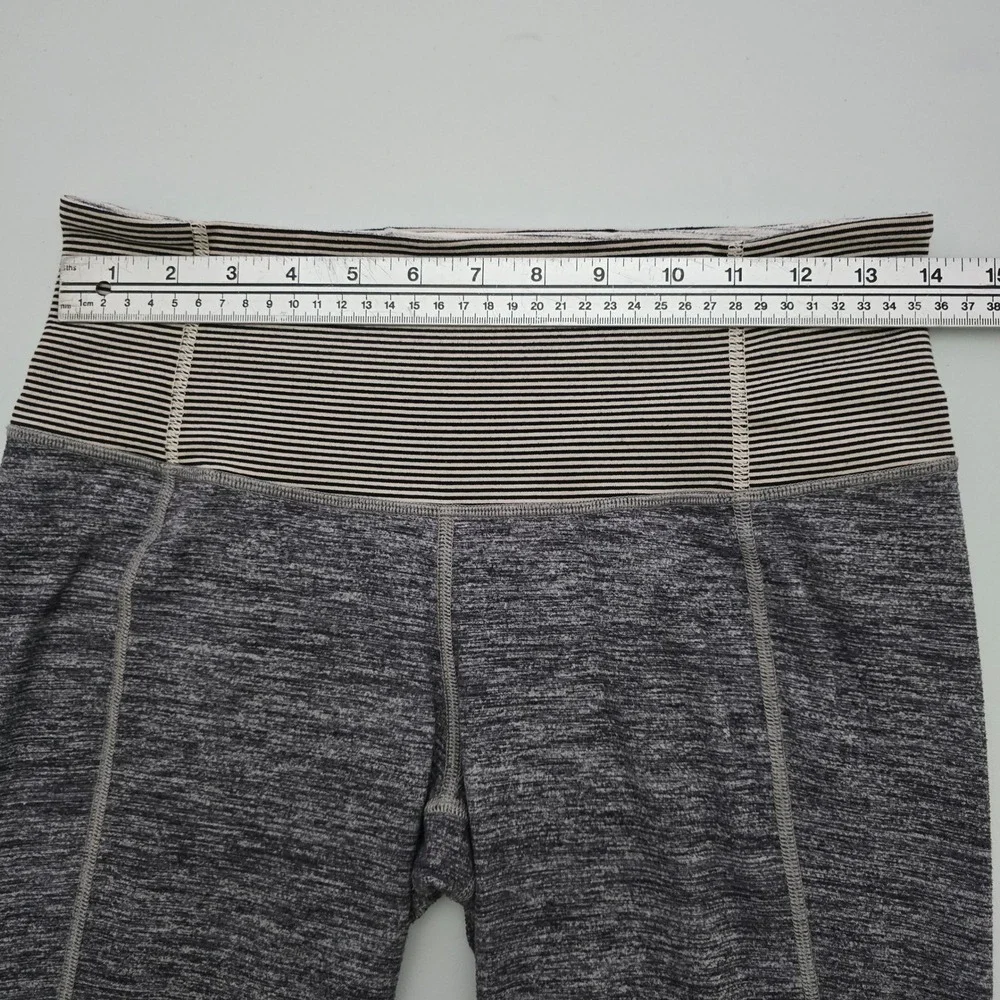 Lululemon Women's Pace Setter Grey Space Dye Striped Waist Crop Leggings 8 - Picture 9 of 12